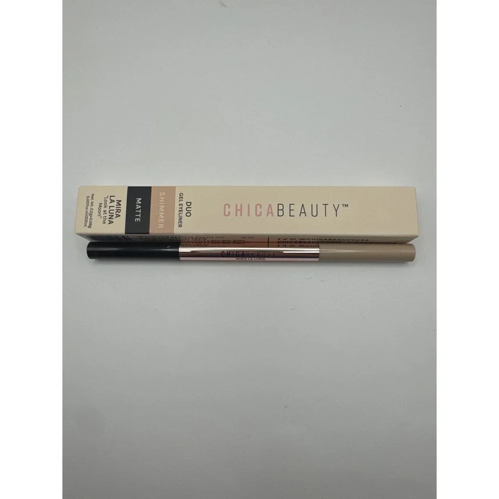 Chica‎ Beauty Mira La Luna Duo Gel Eyeliner Matte Black Shimmer Champagne New